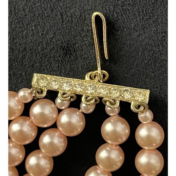 Pink Pearl Necklace Multi Strand Choker Statement Faux - Picture 12 of 16